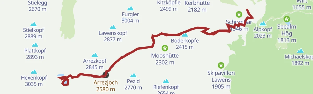 Route map: Hexenseehütte Tour 7096
